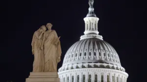 The Peace Monument, named Grief and History, at the U.S. Capitol in the hours before a partial government shutdown in Washington, D.C., U.S., September 30, 2025. REUTERS/Jonathan Ernst/Jonathan Ernst