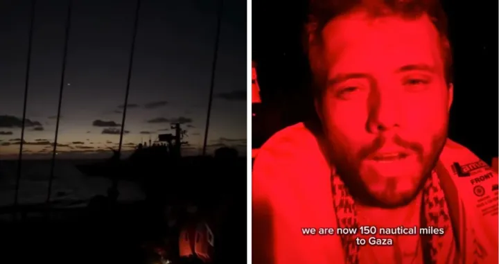 Izraelska mornarica u blizini humanitarnog broda; Globalna Sumud flota/Screenshot