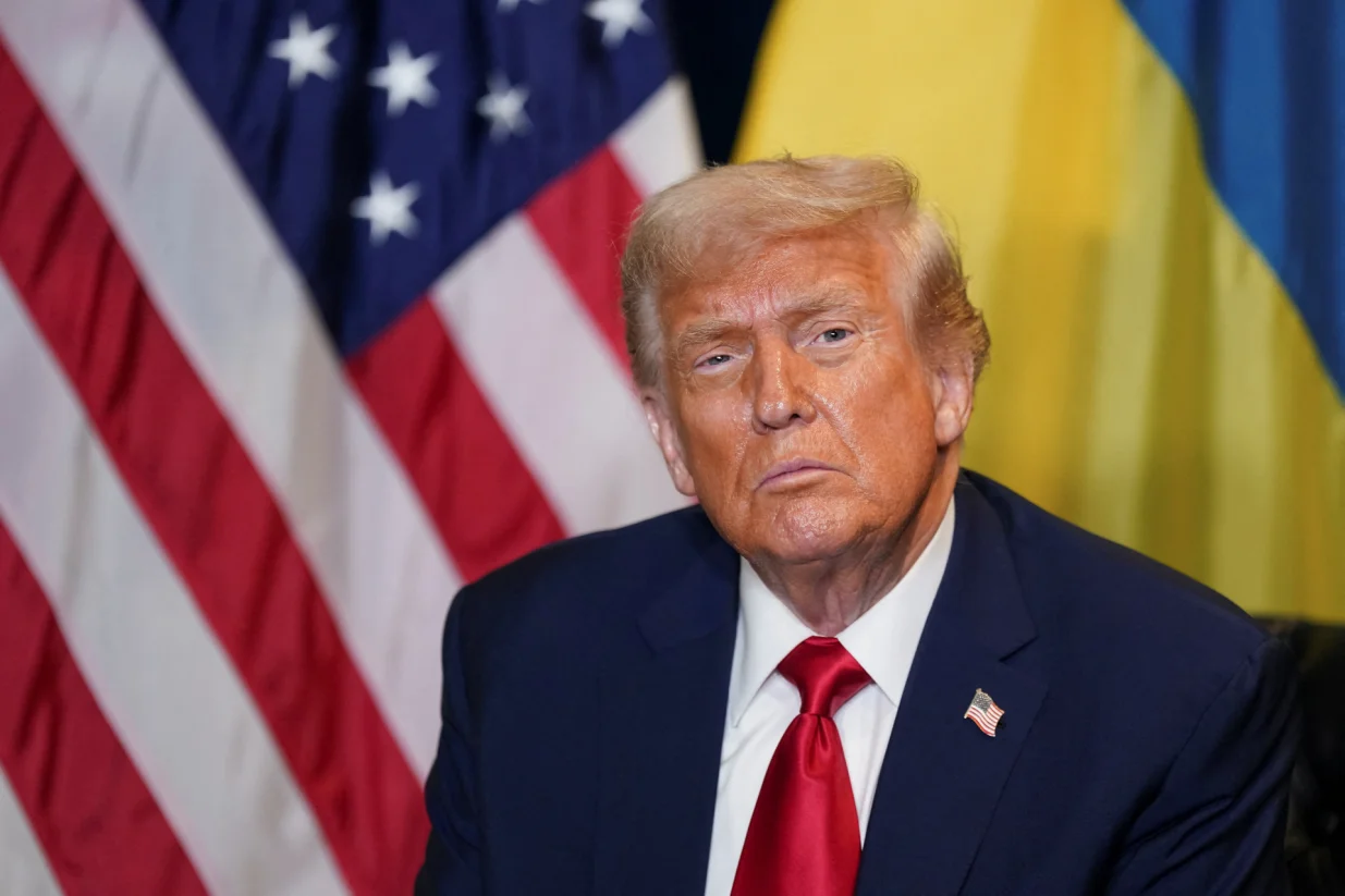 U.S. President Donald Trump reacts as he meets with Ukrainian President Volodymyr Zelenskiy (not pictured) during the 80th United Nations General Assembly, in New York City, New York, U.S., September 23, 2025. REUTERS/Al Drago/Alexander Drago