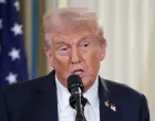U.S. President Donald Trump speaks during a joint press conference with Israeli Prime Minister Benjamin Netanyahu (not pictured) in the State Dining Room at the White House in Washington, D.C., U.S., September 29, 2025. REUTERS/Jonathan Ernst/Jonathan Ernst