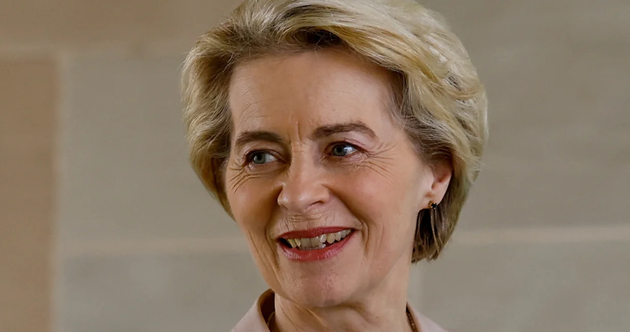 FILE PHOTO: European Commission President Ursula von der Leyen reacts as she visits the Mahatma Gandhi memorial at Raj Ghat, in New Delhi, India, February 27, 2025. REUTERS/Anushree Fadnavis/File Photo/Anushree Fadnavis
