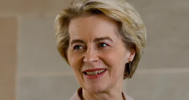 FILE PHOTO: European Commission President Ursula von der Leyen reacts as she visits the Mahatma Gandhi memorial at Raj Ghat, in New Delhi, India, February 27, 2025. REUTERS/Anushree Fadnavis/File Photo/Anushree Fadnavis