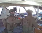 A screengrab from a live stream video shows Israeli navy forces aboard the Gaza-bound vessel Captain Nikos, part of the Global Sumud Flotilla, which flotilla organisers report has been intercepted, October 2, 2025. Global Sumud Flotilla/Handout via REUTERS THIS IMAGE HAS BEEN SUPPLIED BY A THIRD PARTY. MANDATORY CREDIT. NO RESALES. NO ARCHIVES./Global Sumud Flotilla