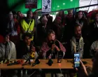 Swedish activist Greta Thunberg attends a press conference arranged by the Global Movement to Gaza Sweden in connection with the arrival of the released Swedish participants in the Global Sumud Flotilla, in Stockholm, Sweden, October 7, 2025. REUTERS/Tom Little/Tom Little