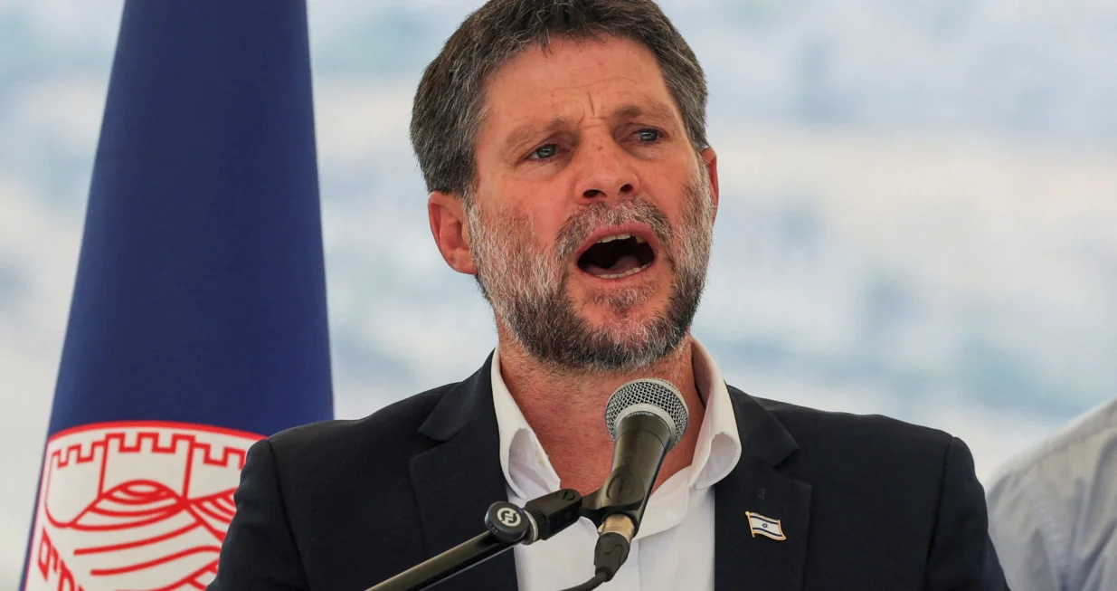 FILE PHOTO: Israeli Finance Minister Bezalel Smotrich speaks at a press conference regarding settlements expansion for the long-frozen E1 settlement, that would split East Jerusalem from the occupied West Bank, near the Israeli settlement of Maale Adumim in the Israeli-occupied West Bank, August 14, 2025. REUTERS/Ronen Zvulun/File Photo/Ronen Zvulun