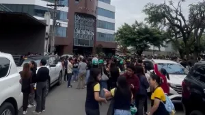 People gather in an open area following an earthquake of magnitude 7.5 that struck offshore in the southern Philippines, in Davao City, Mindanao, Philippines, October 10, 2025, in this screengrab obtained from a social media video. Francis Magbanua/via REUTERS THIS IMAGE HAS BEEN SUPPLIED BY A THIRD PARTY. MANDATORY CREDIT. NO RESALES. NO ARCHIVES. Verification:
Reuters was able to verify the location from building characteristics and business signage that matched file images.
Date of the video was confirmed by official statements./Francis Magbanua
