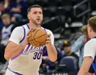 Oct 13, 2025; Salt Lake City, Utah, USA; Utah Jazz center Jusuf Nurkić (30) lines up his shot during the second half over Dallas Mavericks forward Cooper Flagg (32) at Delta Center. Mandatory Credit: Peter Creveling-Imagn Images/Foto: Peter Creveling