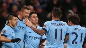 Sergio Kun AgueroEdin DžekoSamir NasriAleksandar KolarovDavid Silva Manchester City/Foto: 