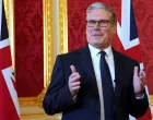Britain's Prime Minister Keir Starmer speaks as he hosts representatives of the Civil Nuclear industry at a reception at Lancaster House in London, Monday, Sept. 15, 2025 to mark the announcement of a new UK-US partnership on nuclear. Alberto Pezzali/Pool via REUTERS/Alberto Pezzali