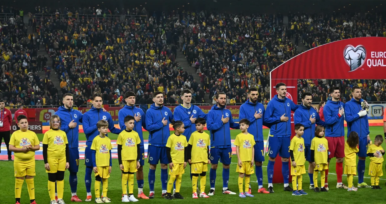 Detalj s utakmice između Rumunije i BiH (FOTO: N/FSBiH)/Foto: