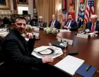 Ukraine's President Volodymyr Zelenskiy meets with U.S. President Donald Trump over lunch in the Cabinet Room at the White House in Washington, D.C., U.S., October 17, 2025. REUTERS/Jonathan Ernst  TPX IMAGES OF THE DAY/Jonathan Ernst