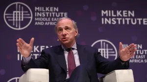 epa08210369 Raymond Dalio, co-chairman and co-chief investment officer of investment firm Bridgewater Associates, talks during the 2020 Milken Institute Middle East and Africa Summit (MEA) at St. Regis Saadiyat Island Resort in Abu Dhabi, United Arab Emirates, 11 February 2020. The summit brings together interdisciplinary thought leaders and decision-makers to discuss the world's most pressing challenges. The event runs on 11-12 February 2020. EPA/ALI HAIDER/Ali Haider