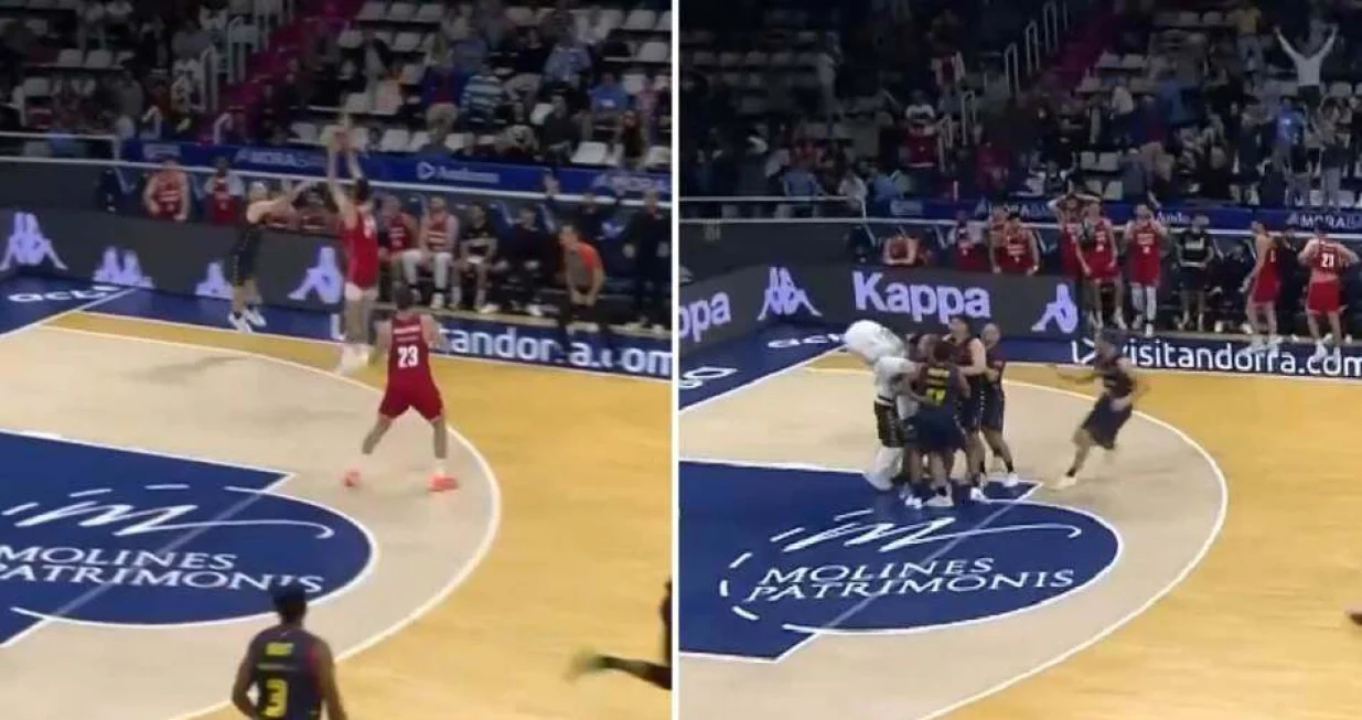 Rafa Luz postigao koš sa svoje polovine (FOTO: Kolaž/X)/Foto: