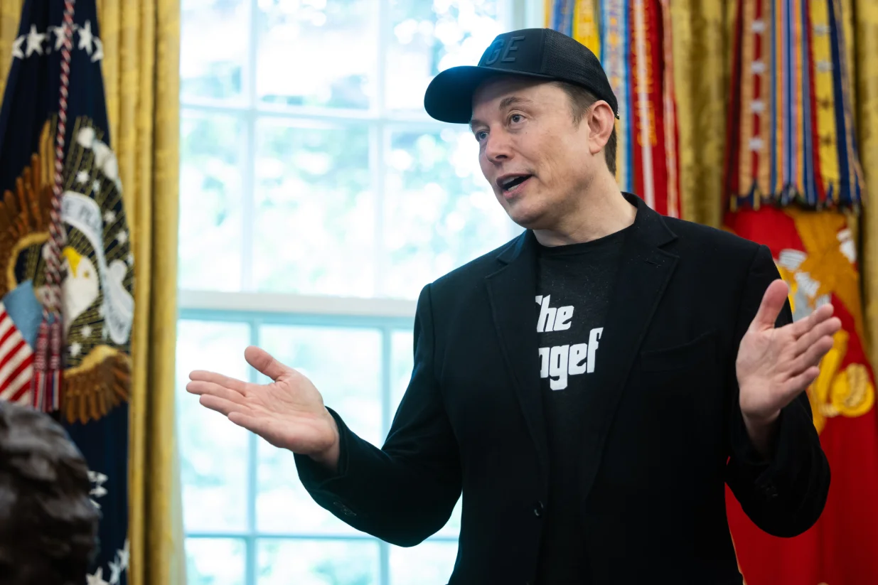 Elon Musk, Chief Executive Officer, Tesla, SpaceX and X (previously known as Twitter) and Administrator, Department of Government Efficiency (DOGE) speaks during a press conference with United States President Donald J Trump in the Oval Office of the White House in Washington, DC, US, May 30, 2025.Credit: Francis Chung/Pool via CNP/AdMedia Photo: CNP/AdMedia/NEWSCOM/Cnp/admedia/newscom