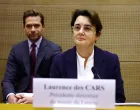Laurence des Cars, president and director of the Louvre Museum, and Matthias Grolier, Chief of Staff to the President and Director of the Louvre Museum are seen before the start of a hearing by the Culture, Education, Communication and Sport Commission at the French Senate, on the day the Louvre Museum reopened to the public for the first time since last Sunday's heist, while the Galerie d'Apollon where eight pieces of Napoleon and the Empress's jewelry collection displayed in the gallery were stolen by thieves, remains closed, in Paris, France, October 22, 2025. REUTERS/Sarah Meyssonnier/Sarah Meyssonnier