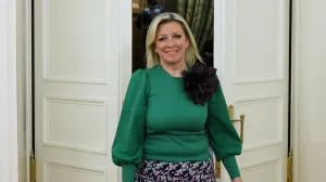 Spokeswoman of Russia's Foreign Ministry Maria Zakharova, Zaharova arrives for a meeting of Russian Foreign Minister Sergei Lavrov with Ethiopian Foreign Minister Gedion Timothewos in Moscow, Russia October 21, 2025. REUTERS/Shamil Zhumatov/Pool/Shamil Zhumatov