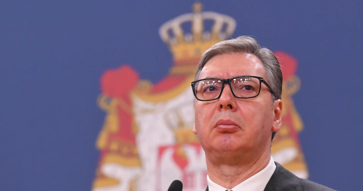 BEOGRAD, SRBIJA - 15. OKTOBAR 2025: Predsjednica Evropske komisije Ursula von der Leyen u okviru balkanske turneje boravi u Srbiji gdje se susrela sa srbijanskim predsjednikom Aleksandrom Vučićem, u Beogradu, Srbija, 15. oktobra 2025. (Amir Hamzagic - Anadolu Agency)/