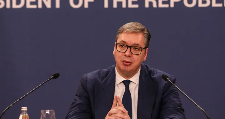BEOGRAD, Srbija - 22.oktobar 2025: Predsjednik Srbije Aleksandar Vučić obratio se javnosti u srijedu u Beogradu, nakon napada ispred Skup&scaron;tine Srbije (Filip Stevanovic - Anadolu Agency)/