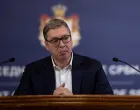 Serbia's President Aleksandar Vucic attends a press conference in his office in Belgrade, Serbia, October 9, 2025. REUTERS/Marko DjuricaвЂЁ/Marko Djurica