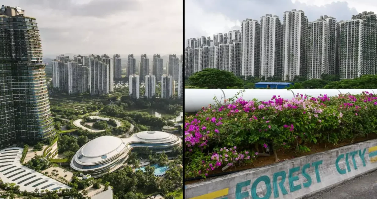 Forest City u Maleziji, projekt vrijedan 92 milijarde eura koji je kineska kompanija Country Garden pokrenula prije deset godina, trebao je postati model futurističkog, ekološkog grada i dom za stotine hiljada ljudi. Umjesto toga, danas je poznat kao grad duhova u kojem živi tek oko 9.000 stanovnika/