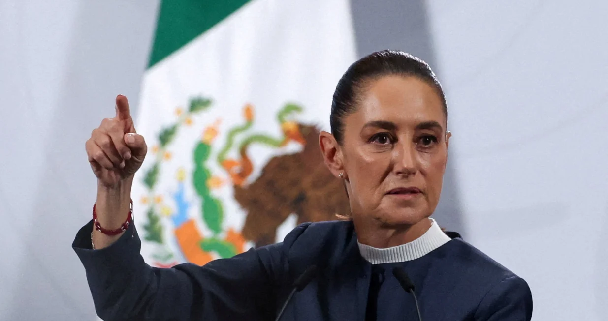 FILE PHOTO: Mexico's President Claudia Sheinbaum speaks during a press conference at the National Palace in Mexico City, Mexico November 3, 2025. REUTERS/Henry Romero/File Photo/Henry Romero