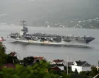 FILE PHOTO: U.S. Navy's USS Gerald R. Ford (CVN 78), the world's largest aircraft carrier, sails into the Oslofjord past Droebak and Oscarsborg fortress on its way for a port visit to Oslo, Norway, September 12, 2025. NTB/Lise Aaserud via REUTERS ATTENTION EDITORS - THIS IMAGE WAS PROVIDED BY A THIRD PARTY. NORWAY OUT. NO COMMERCIAL OR EDITORIAL SALES IN NORWAY./File Photo/Lise Aserud