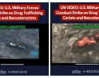 FILE PHOTO: A combination image shows two screen captures from a video posted on the X account of The White House on September 15, 2025, depicting what U.S. President Donald Trump said was a U.S. military strike on a Venezuelan drug cartel vessel that had been on its way to the United States, the second such strike carried out against a suspected drug boat in recent weeks. The White House/Handout via REUTERS. THIS IMAGE HAS BEEN SUPPLIED BY A THIRD PARTY. IMAGE BLURRED AT SOURCE Verification lines: Reuters checked the footage through our AI detection tool and found no evidence of manipulation. however, the footage is partly blurred, making it impossible to confirm if the video is manipulated. Thorough verification is an ongoing process, and Reuters will continue to review the footage as more information becomes available./File Photo/The White House