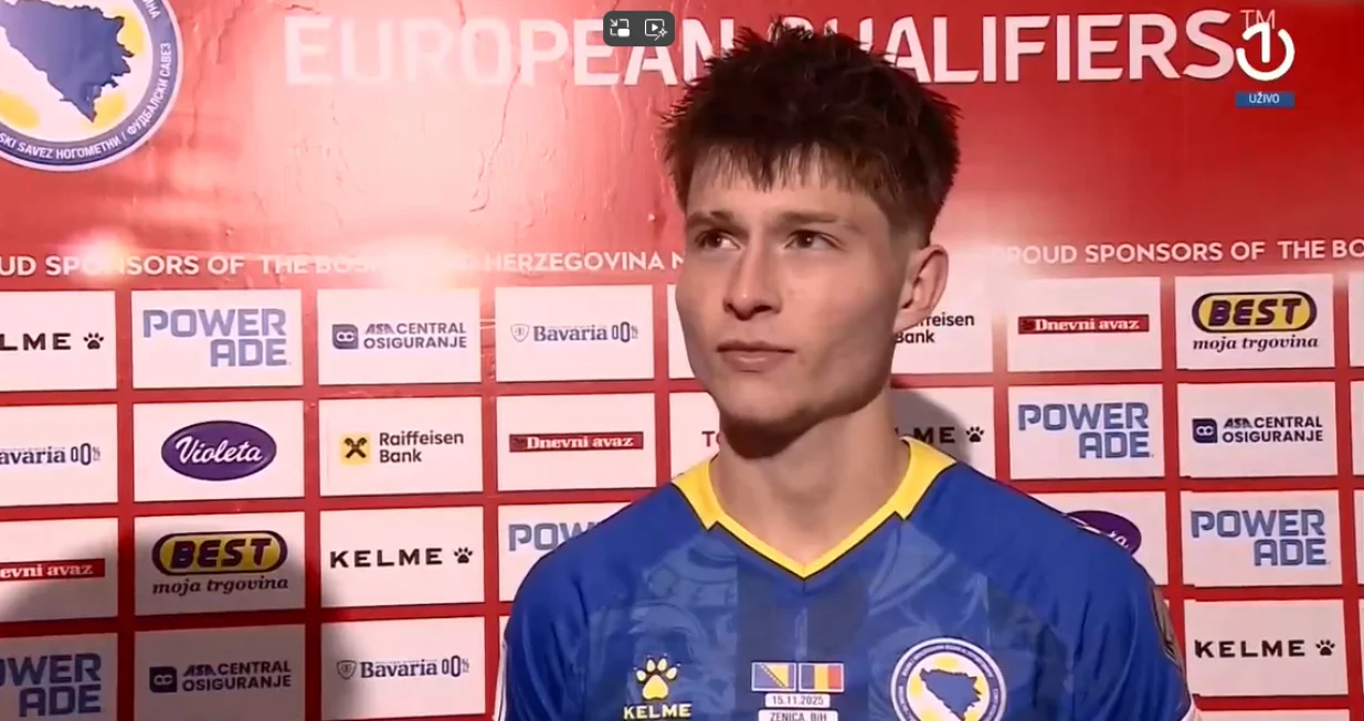 Bajraktarević je protiv Rumuna postigao sjajan pogodak (FOTO: Screenshot/BHRT)/Foto: 