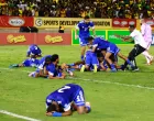 Soccer Football - FIFA World Cup - CONCACAF Qualifiers - Group B - Jamaica v Curacao - National Stadium Independence Park, Kingston, Jamaica - November 18, 2025 Curacao players celebrate after they qualify for the World Cup REUTERS/Gilbert Bellamy/Foto: Gilbert Bellamy