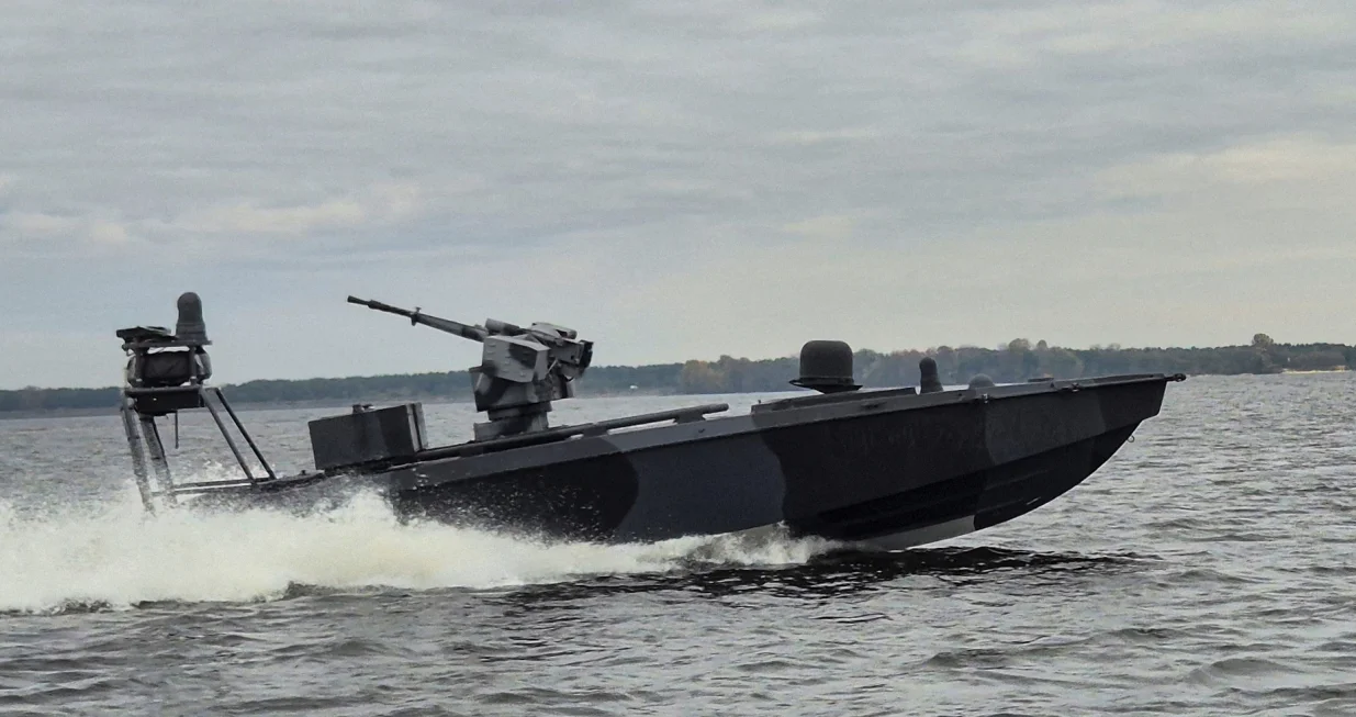 The latest version of Ukraine's Security Service (SBU) "sea baby" naval drone sails, amid Russia's attack on Ukraine, in an undisclosed location in Ukraine October 17, 2025. REUTERS/Vlad Smilianets/Vlad Smilianets