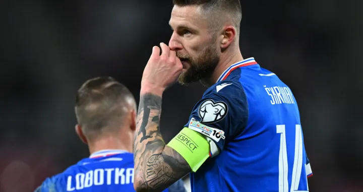 Soccer Football - World Cup - UEFA Qualifiers - Group A - Germany v Slovakia - Red Bull Arena, Leipzig, Germany - November 17, 2025 Slovakia's Milan Skriniar looks dejected after the match REUTERS/Annegret Hilse/Foto: Annegret Hilse