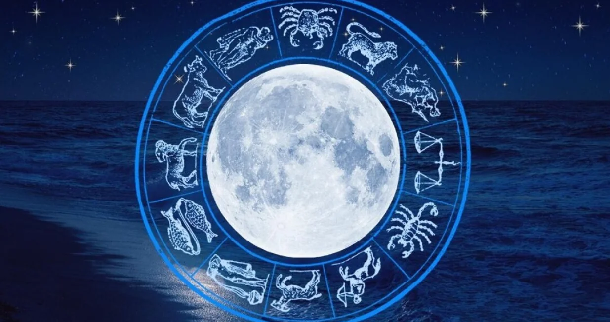 pun mjesec, horoskop/Ilustracija/- 