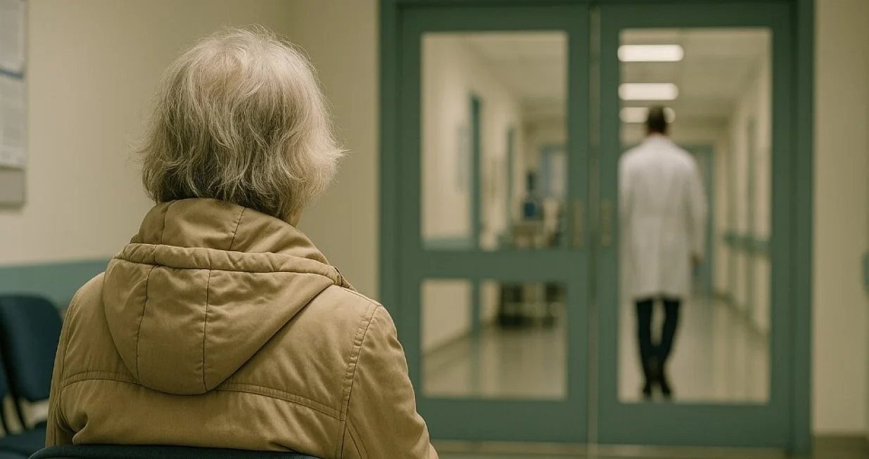 starica u čekaonici ambulante ChatGPT Ilustracija/Chatgpt