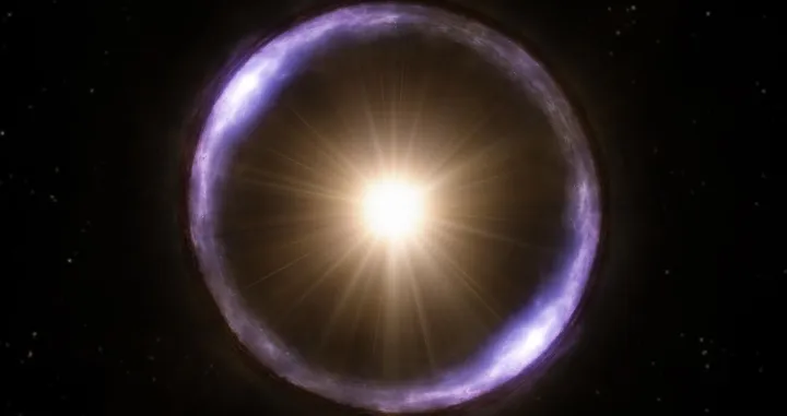 Fenomen Einsteinovog prstena koji se javlja kad se bliža i udaljena galaksija savršeno poravnaju/