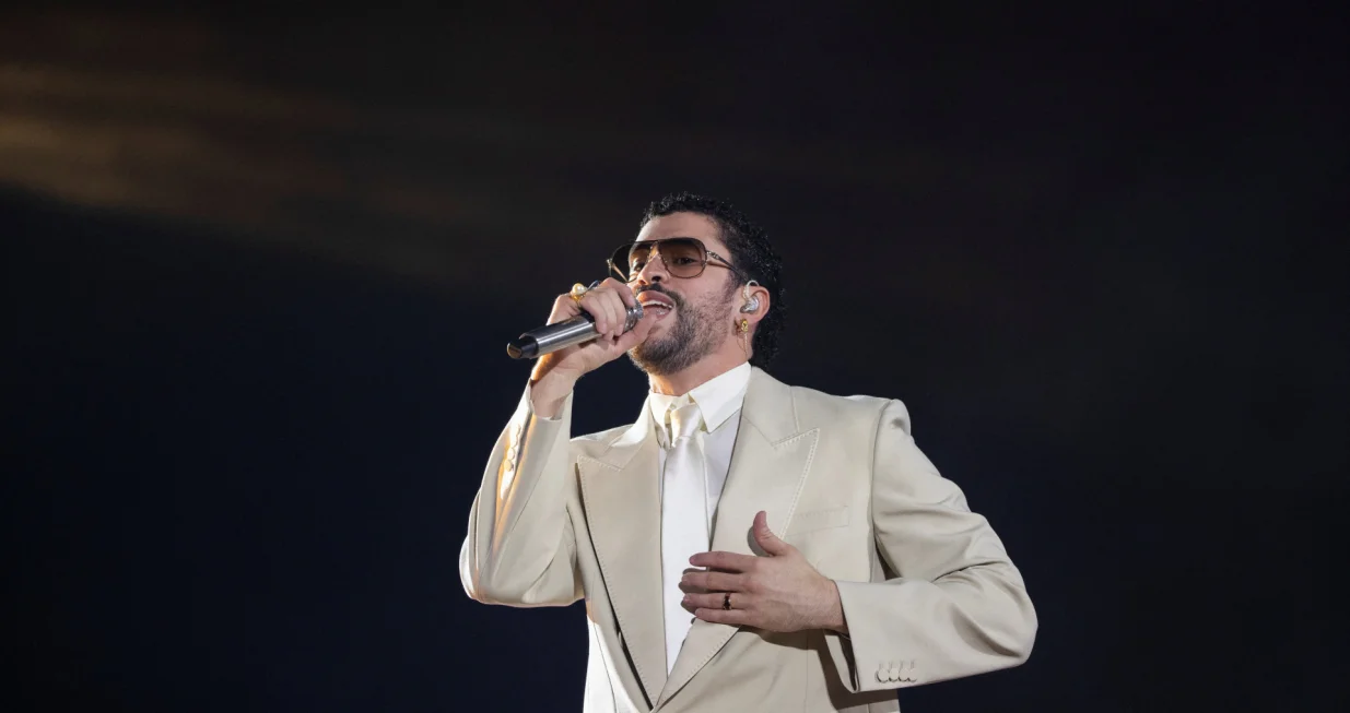 Puerto Rican singer Bad Bunny performs during the opening concert of his "DeBi TiRAR MaS FOToS World Tour", at the Felix Sanchez Olympic Stadium in Santo Domingo, Dominican Republic, on November 21, 2025. REUTERS/Erika Santelices/Erika Santelices