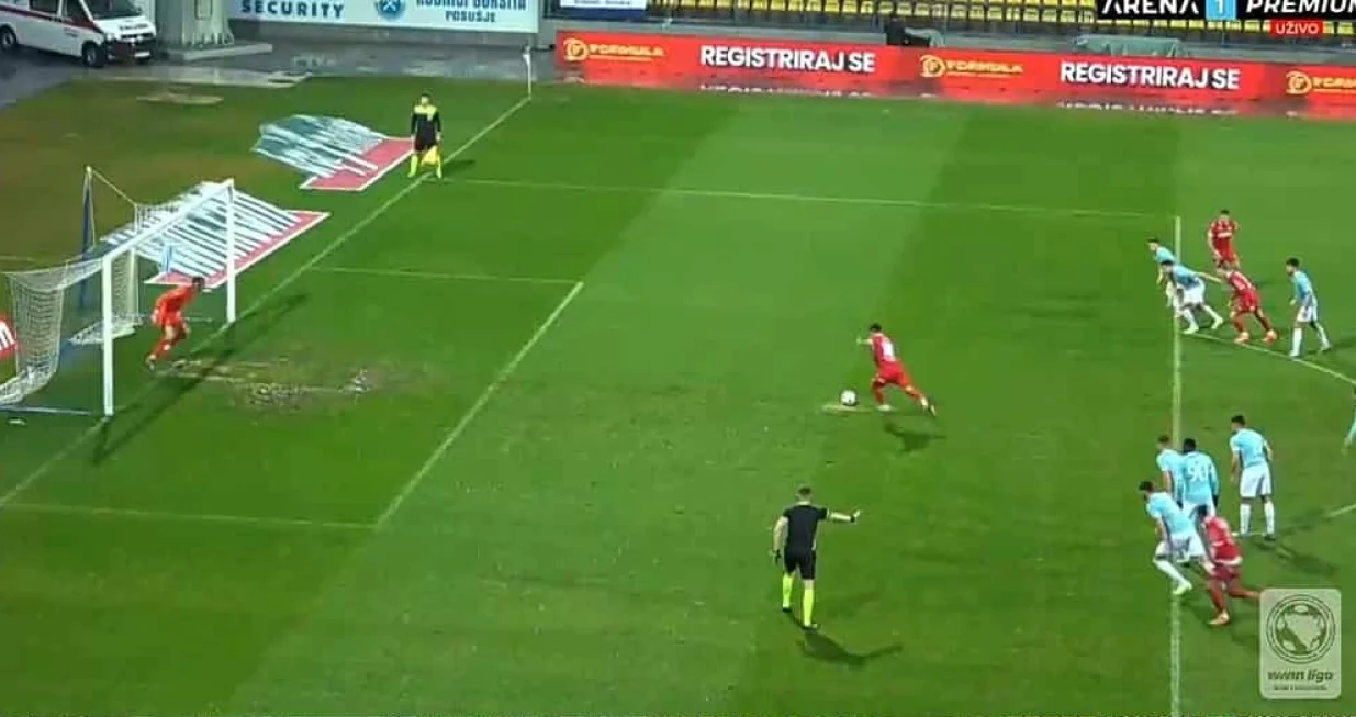 Gol Jovića za vodstvo Sloge protiv Posušja (FOTO: Screenshot/Arenasport)/Foto: 