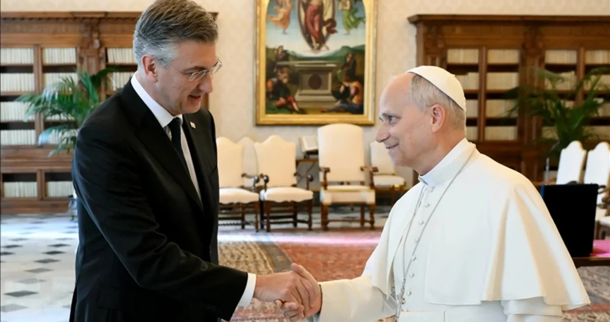 Plenković i papa Lav u Vatikanu/
