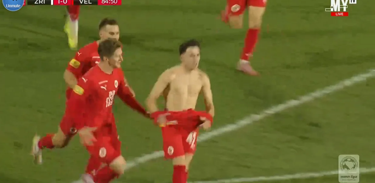 Gol Veleža za izjednačenje rezultata protiv Zrinjskog (FOTO: Screenshot/MYTV)/Foto: 