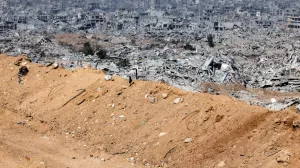 FILE PHOTO: Destroyed buildings as seen from an Israeli military outpost within the borders of the 'yellow line' in the Shujaiya neighborhood in the eastern part of Gaza City in the Gaza Strip November 5, 2025. REUTERS/Nir Elias EDITOR'S NOTE: REUTERS PHOTOGRAPHS WERE REVIEWED BY THE IDF AS PART OF THE CONDITIONS OF THE EMBED. SIX PHOTOS WERE REMOVED BY REUTERS UPON IDF REQUEST, CITING SECURITY CONCERNS. ALL SIX PHOTOS WERE OF AN IDF OUTPOST./File Photo/Nir Elias