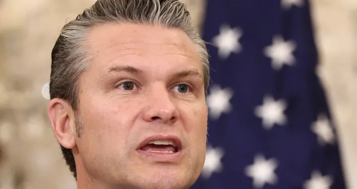 U.S. Secretary of Defense Pete Hegseth speaks during the Australia-United States Ministerial Consultations (AUSMIN) at the State Department in Washington, D.C., U.S., December 8, 2025. REUTERS/Kevin Lamarque/Kevin Lamarque