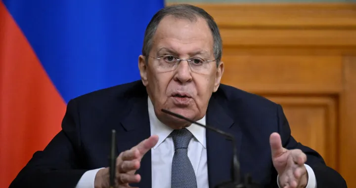 Russian Foreign Minister Sergei Lavrov speaks during a joint press conference with Belarusian Foreign Minister Maxim Ryzhenkov following a meeting of the Boards of the Foreign Ministries of Russia and Belarus in Moscow, Russia November 25, 2025. Alexander Nemenov/Pool via REUTERS/Alexander Nemenov