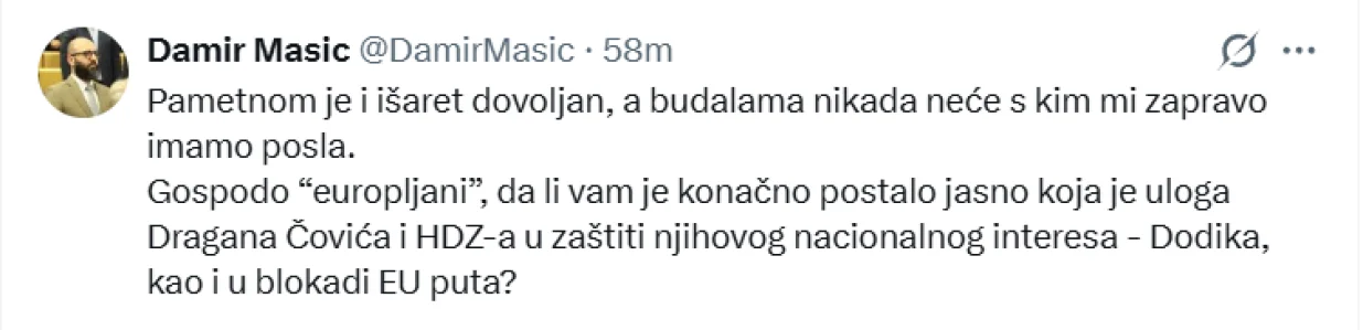 Damir Mašić o Čovićevom govoru u Banjoj Luci/Prtsc