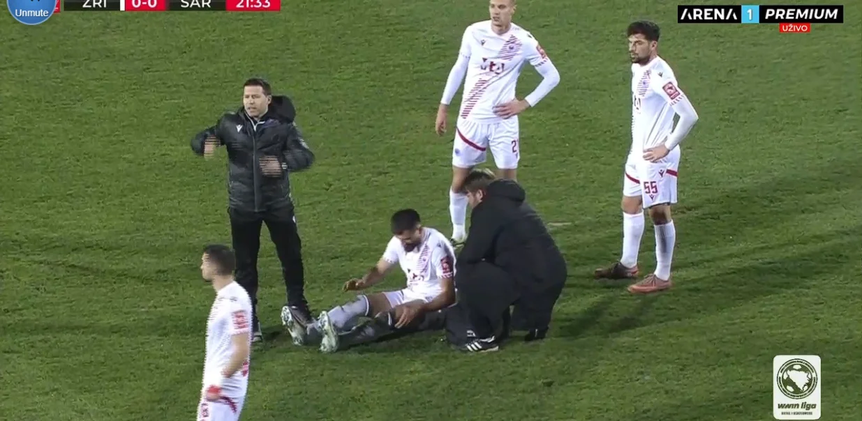 Povreda Jakovljevića protiv Sarajeva (FOTO: Screenshot/Arenasport)/Foto: 