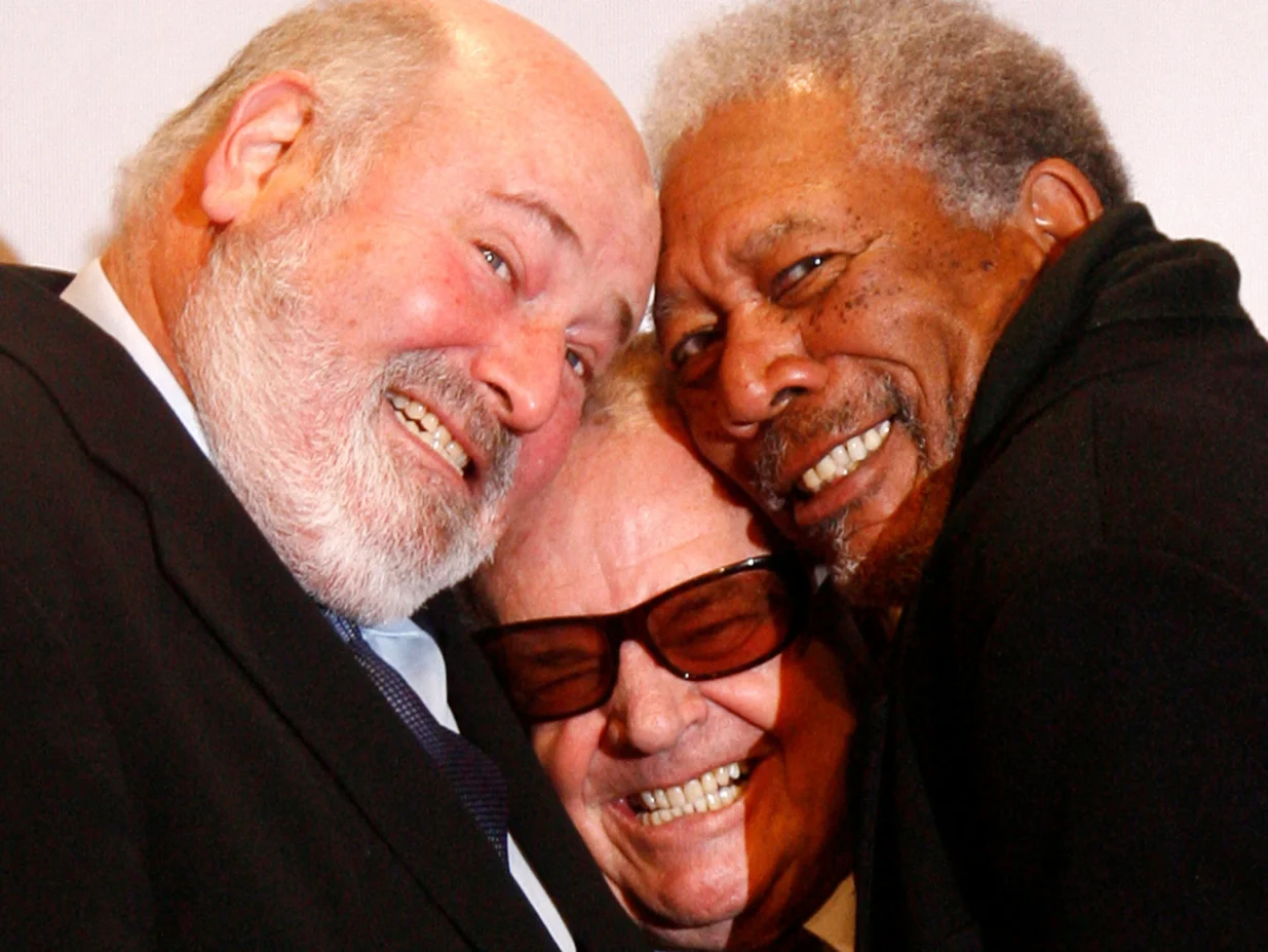 FILE PHOTO: Actors Jack Nicholson (C), Morgan Freeman (R) and director Rob Reiner pose at the premiere of "The Bucket List" in Berlin, January 21, 2008. REUTERS/Tobias Schwarz/File Photo/Tobias Schwarz
