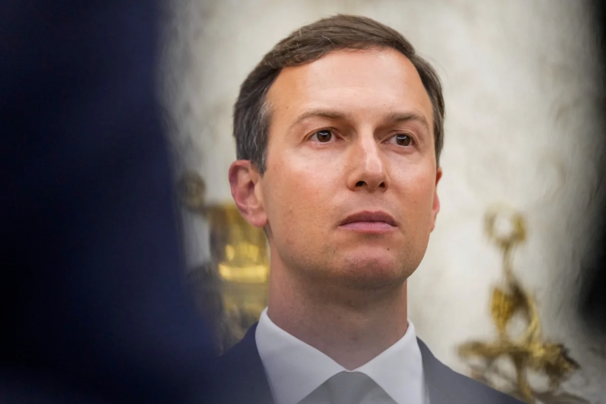 FILE PHOTO: Jared Kushner looks on during a swearing-in ceremony of Special Envoy Steve Witkoff in the Oval Office at the White House in Washington, D.C., U.S., May 6, 2025. REUTERS/Kent Nishimura/File Photo/Kent Nishimura
