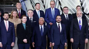 Montenegro's President Jakov Milatovic, Denmark's Prime Minister Mette Frederiksen, European Council President Antonio Costa, Cyprus' President Nikos Christodoulides, Albanian Prime Minister Edi Rama, Czech Republic Prime Minister Andrej Babis, German Chancellor Friedrich Merz, North Macedonia's Prime Minister Hristijan Mickoski, Chairman of the Presidency of Bosnia and Herzegovina Zeljko Komsic, Latvian Prime Minister Evika Silina and other leaders gather to take a family photo at a European Union–Western Balkans summit in Brussels, Belgium, December 17, 2025. REUTERS/Yves Herman/Yves Herman