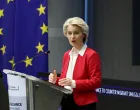 European Commission President Ursula von der Leyen delivers the keynote speech at the second Conference of the Global Alliance to Counter Migrant Smuggling, in Brussels, Belgium December 10, 2025. REUTERS/Yves Herman/Yves Herman