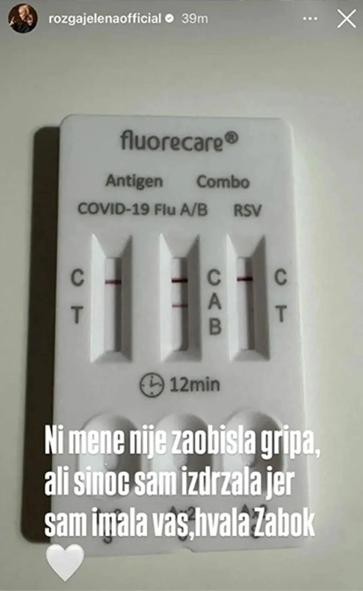 Objava Jelene Rozge na Instagramu/