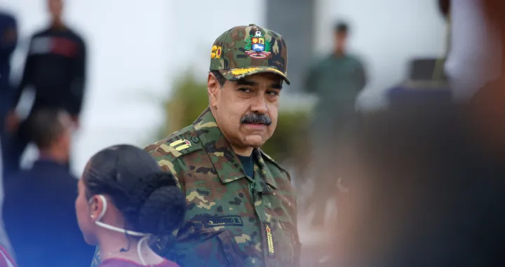 Venezuela's President Nicolas Maduro attends a rally against a possible escalation of U.S. actions toward the country, at Fort Tiuna military base in Caracas, Venezuela, November 25, 2025. REUTERS/Leonardo Fernandez Viloria/Leonardo Fernandez Viloria