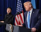 U.S. President Donald Trump and Ukrainian President Volodymyr Zelenskiy hold a press conference after their lunch meeting at Trump's Mar-a-Lago club, in Palm Beach, Florida, U.S., December 28, 2025. REUTERS/Jonathan Ernst/Jonathan Ernst